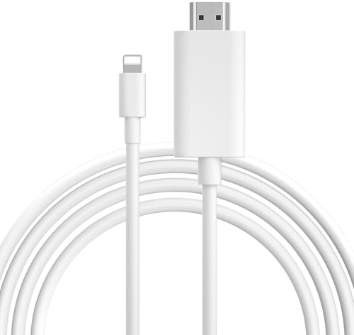 Zhpamax Câble HDMI pour iPhone (pas besoin de câble d'alimentation Lightning vers HDMI), adaptateur AV numérique 1080p HD Video Sync Screen Connector iPhone vers HDMI pour TV projecteur moniteur