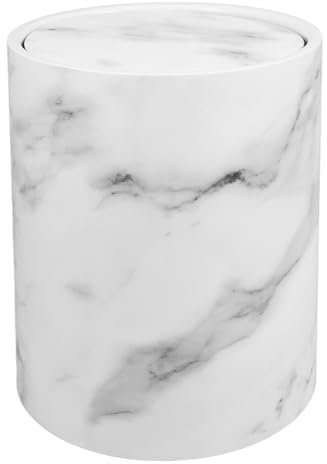 HOLIDYOYO Poubelle Salle De Bain Marbre Avec Couvercle Pivotant 27X23X23Cm Poubelle En Plastique Blanche Pour Cuisine Bureau Maison