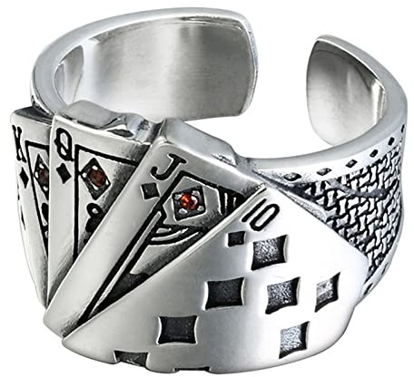 Domasvmd Coole Spielkarten, offen, verstellbar, Hip-Hop-Band, Schmuck, Geschenke für Herren