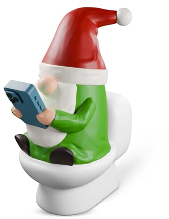 Cuayaes Statue Jardin Exterieur Figure de Nain de Jardin Humour Assis sur Les Toilettes Jouant au Téléphone Figurine d'art en Résine Imperméable pour Terrasse, Pelouse, Interieur Décoration