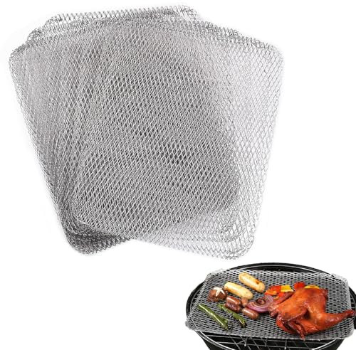 SagaSave Disposable BBQ Mesh Grill Mat, 10 Pcs Non-stick Grilling Mats Aluminum Grill Topper Nets for Baking Grilling Cooking, Outdoor BBQ Accessories