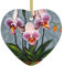 BROLEO Weihnachts-Keramik-Herz-Anhänger – für Supermärkte, Häuser – Feiertagsparty-Gastgeschenke und Souvenirs, Bild blühende Orchideen