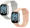 kwmobile Straps Compatible with Xiaomi Redmi Watch 5 Active/Watch 5 Lite Straps - 2x Replacement Silicone Watch Bands - Smartwatch or Fitness Tracker - Grey/Dusty Pink