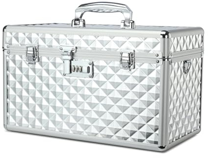 HEWEI WORKS Aufbewahrungsbox mit Kombination, abschließbare Medizin-Aufbewahrungsbox, leerer Erste-Hilfe-Kasten, Sicherheitsschlossbox, Medikamenten-Organizer, Mehrzweck-Verriegelungsbox (Silber, XL)