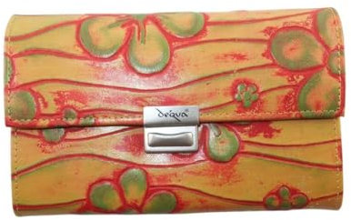 déqua G8 Leder Unikat Geldbörse Blume-orange-grün