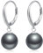 Perlenohrringe Silber 925 Hängend Perlen Ohrringe Silber 925 Perle Creolen mit Perle Hängende Perlenohrringe Silber Hängend Schwarz