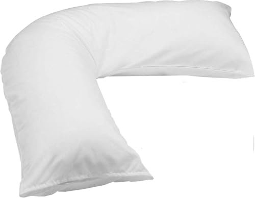 Le11® Home V Pillow – Extra Filled Hollow Fiber for Neck Support, Maternity, Pregnancy & Nursing – Super Soft & Comfortable Support V-Shape Pillow – UK Made