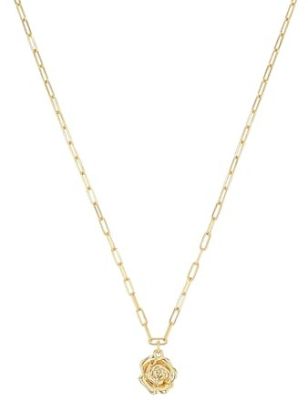 NOELANI Kette mit Anhänger 925 Sterling Silber Damen Halsschmuck, 40+5 cm, Gold, Rose, Kommt in Schmuck Geschenk Box, 2039633