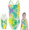 SUNXBUK Costume da Bagno per Ragazze,Costumi da Bagno Interi Bambina,Costume Intero,Costume Piscina, Motivo Tie-Dye Colorato per Ragazze da 8 Anni/122-128cm