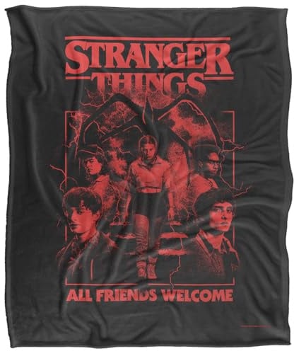 Stranger Things Mindflayer Group Horror Movie Poster Silky Touch Super Soft Throw Blanket 152 X 127 Cm, White