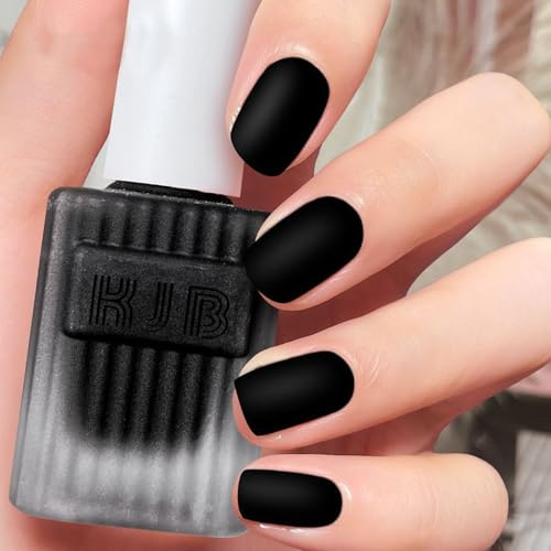 DMQ Black Nail Polish, Matte Quick Drying Nail Varnish, Velvet Nail Art Polish, Long Lasting & Chip-resistant Pure Color Nail Painting Gel for DIY Manicure at Home - No Need UV/LED Lamp (Black)