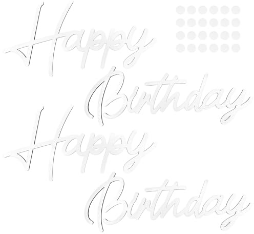 2-Teiliges Set Happy Birthday Holzschild Happy Birthday Banner mit Runde Aufkleber für Geburtstagsfeiern Wanddekorationen Foto-Requisiten (Weiß)