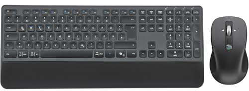 CITLLA M9127 Kabellose Tastatur und Maus mit Handballenauflage, Full-Size Multi Geräte-Tastatur Maus Set, Bluetooth Tastatur Maus Set Kabellos für Laptop, Computer, PC, Mac, Büro