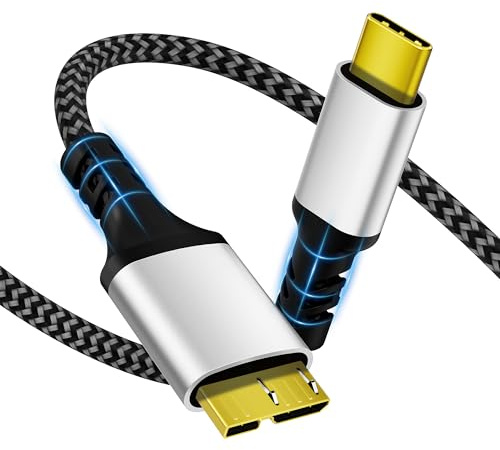 Sewowibo 10Gbps Micro B To USB C Cable,2m Nylon USB C To Micro B Cable,Usb 3.1,USB C Male To MicroB Male,External Hard Drive Cable Compatible With Toshiba,Seagate,WD,Galaxy S5/Note 3,HDD