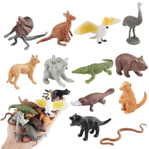 Syglawnd Tierspielzeug, 12 Stück Tierfiguren für Kleinkinder, realistisches kognitives Spielzeug, Simulation australischer Figuren, Desktop-Dekoration, pädagogisches Spielzeug für Kinder