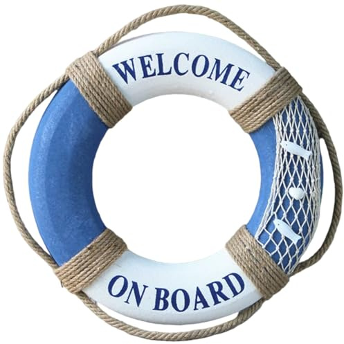 Lawnrden Swim Ring|Life Preserver Ring, Mediterranean Style Hanging Foam Swim with Perimeter Rope 16 Inch Portable Lightweight Pool Floats for Swimming Pool, River, Seaside
