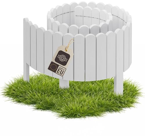 be4nature Flexible Holz Beeteinfassung 10 x 200 cm Alpinweiß Imprägnierte Rollborder Beetumrandung Gartenzaun Deko Palisade Mähkante