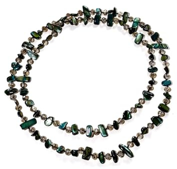 YANCHUN Collares largos de cuentas para mujer, collar bohemio con cuentas de cristal marrón y verde, collar de doble capa, Metal, Sin piedra preciosa