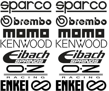 2 x Aufkleber-Set Sponsor-Aufkleber für Auto Motorrad Racing aus Vinyl gestanzt Sport Tuning aus Vinyl Polymer außen hitzebeständig und kältebeständig Ref 001 (Schwarz