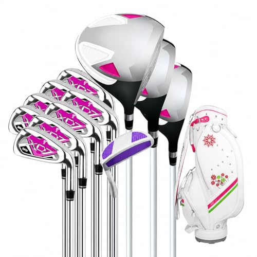 SZLIFE Set completo golf per principianti, 12 mazze da golf in lega di zinco con sacca, ideale per uomo e donna