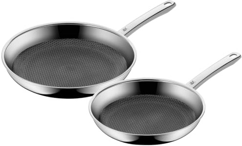 WMF Profi Resist Stielpfannen-Set, 24 und 28 cm, Bratpfanne, Kratzfest, PermaDur Antihaftversiegelung, mehrschichtiger Aufbau, Induktionspfanne, Backofengeeignet, Wärmereduzierende Griffe, Schüttrand