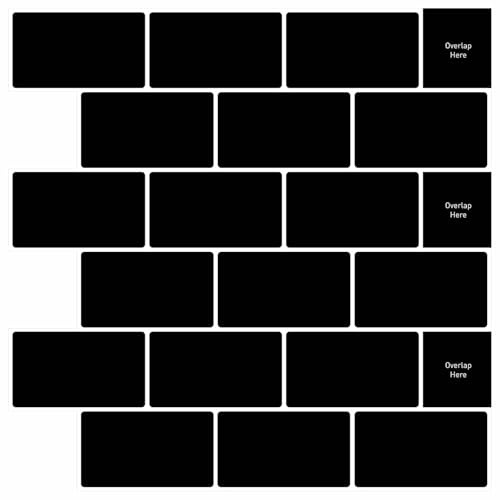 Lumanois Carreau de métro 10 pcs Noir 30 x 30 cm Polyuréthane et Pet Autocollants décoratifs Noir,42046117