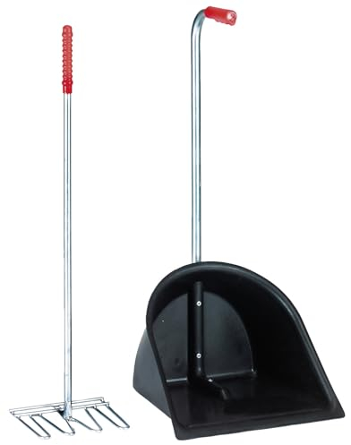 KERBL Mistboy schwarz (Höhe 75 cm, Mistkratzer für die Reinigung von Pferdeboxen / Transporter / Paddock, Bollensammler, Stallboy) 3281