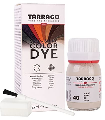 Colori e Tinture per Scarpe o Borse 25 ml | Pelle Naturale e Sintetica | Con Pennello e Spugna Applicatore ((40) Avorio)
