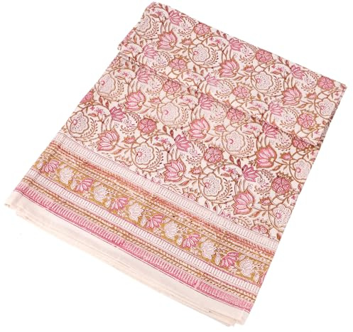 Blockdruck Tagesdecke, Bett & Sofaüberwurf, Design 5, Double 225*275 cm | Handgearbeiteter Wandbehang, vielseitig einsetzbar, 100% Baumwolle, traditioneller Blockdruck, einzigartig
