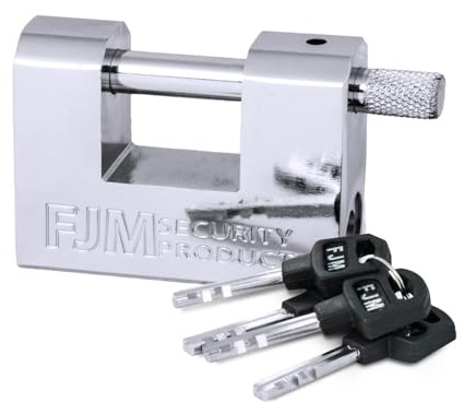 FJM Security SPSA60-KA Dreifach verchromtes D-förmiges Sicherheits-Vorhängeschloss, Chrome, 2-3/8