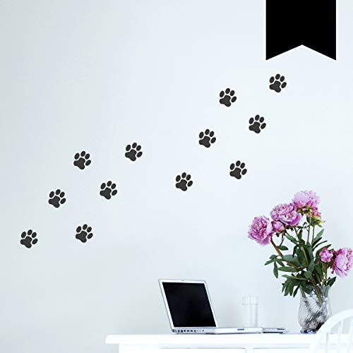 WANDKINGS Wandtattoo Hundepfoten - A4 Set 21 x 30 cm - Schwarz - 35 Farben zur Wahl