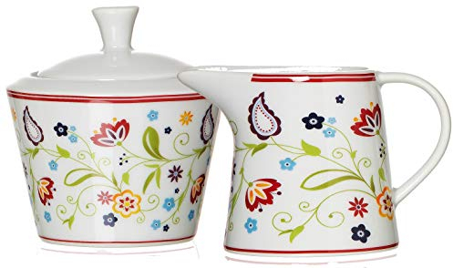 Ritzenhoff & Breker Zuckerdose und Milchkännchen Set Doppio Shanti, 2-teilig, Porzellan , Floral