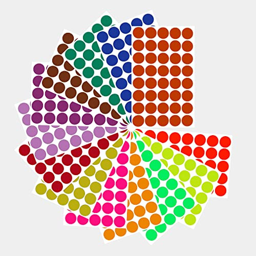 Royal Green Round Stickers 19mm (2 cm) in 13 Assorted Colored Sticker Dots - 520 Pack
