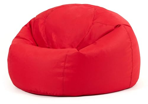 Bean Bag Bazaar Hi-Rest Outdoor Kids Bean Bag with Filling Included, Red | Made in the UK, Kids Beanbag, Large Bean Bag, Comfy Chair, Durable Water-Resistant Fabric, For Garden or Bedroom