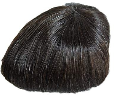 AIRAO Alle Pu Toupee Toupet Haarteil Ersatz Männer Perücken Gebleichte Knoten Unsichtbar Natürlich Aussehende - Indische Menschliche Haar #1B10(Aus Schwarz Mit 10% Weißes Haar)