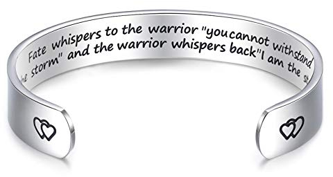 LParkin Ermutigungsarmband Krieger-Armband Schicksal flüstert dem Krieger You Cannot Withstand The Storm... I Am The Storm, 15,2 cm, Metall, 15 cm, Edelstahl