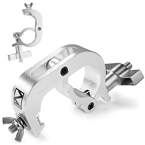 BeamZ BC50-250Q Quick Clamp Lighting Truss Coupler Set, 2x 250kg Slimline Aluminium Goalpost Clamps for DJ Stage Rigging, Fits 48-51mm Tubing, M10 Threaded Bolt Included
