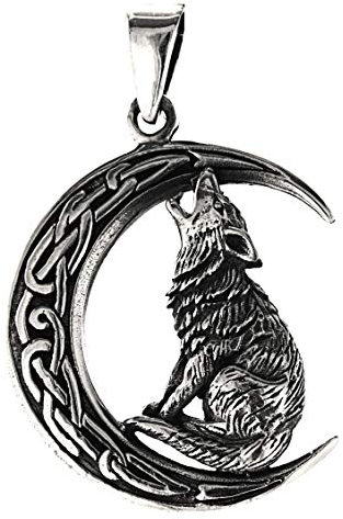 Kiss of Leather Anhänger Wolf im Mond aus 925 Sterling Silber Nr. 355