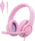 Kriogor Headset for Girls, 3.5mm Gaming Headset PC Headphone with Mic compatible for PlayStation 4 Xbox one Laptop Computer (Pink)