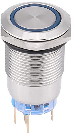 Interruttore a pulsante rotondo autobloccante a LED autobloccante 19 mm 12V impermeabile(blu),Interni automobilistici,interruttore dell'auto