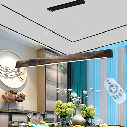 GHY LED Pendelleuchte Esstisch Hängeleuchte 20W Dimmbar Leuchtmittel Mit Den Fernbedienung Holz Hängelampe Esszimmer Industrial Deckenleuchte Für Esszimmer/Wohnzimmer/Küche/Café