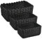 DODUOS 3Pcs Woven Storage Baskets, 3 Sizes Recycled Paper Rope Woven Organizer, Black Paper Storage Basket Braided Multipurpose Organiser Box for Cupboard Drawer Closet Shelf Dresser