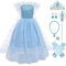 Schneekönigin Eiskönigin Prinzessin ELSA Kostüme für Mädchen Kinder Tüll Kleid mit Umhang Zubehör Eisprinzessin Verkleidung Halloween Cosplay Karneval Ankleiden Fasching Kleidung 01-Blau 5-6 Jahre