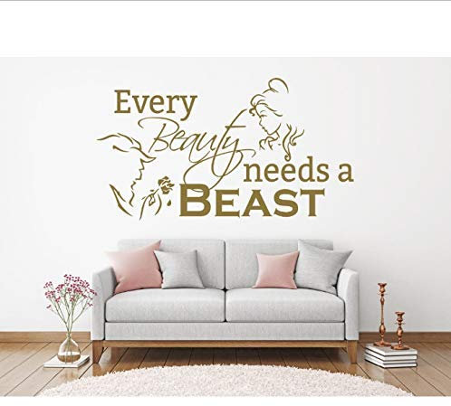 Die Schöne Und Das Biest Romantische Schlafzimmer Wandaufkleber Brauchen Biest Zitate Wohnkultur Vinyl Kunst Abnehmbare Poster Wandbild 57 * 31Cm