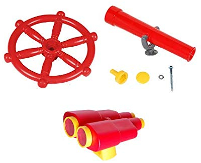 Fernglas+Teleskop Fernrohr+Steuerrad Spielturm Set Spielplatz Zubehör (rot)