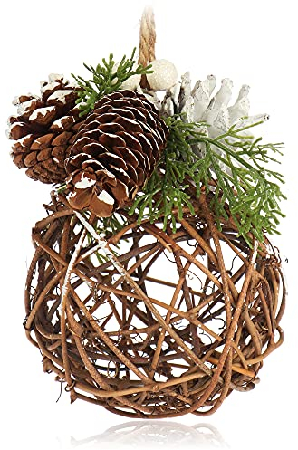 com-four® Hänger-Kugel für die Weihnachtsdeko - Christbaumhänger für winterliche Gestaltung - handgemachter Raumschmuck zum Dekorieren - Hängedekoration für Fenster und Tür (1 Stück - Kugel)
