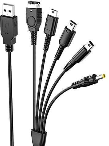 Mellbree - Cavo di ricarica 5 in 1 per Nintendo DS Lite e USB per DS Lite, Wii U/New 3DS XL, 3DS XL, 2Dsi XL, NDS/GBA SP (Gameboy Advance sp), PSP 1000 2000 3000