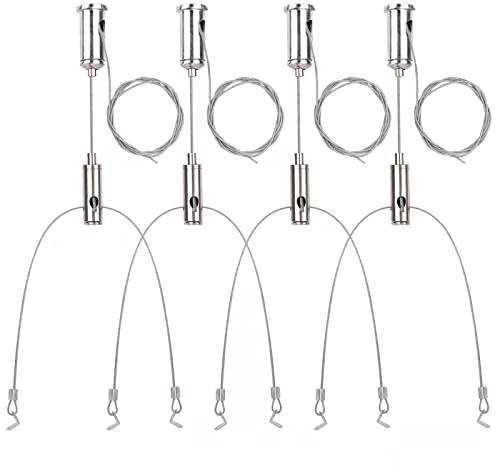 Vigtayue 4 Set/8 Pcs Light Suspension Luminaire Installation Hardware Fastener Kit, 3.4ft Adjustable Galvanized Coated Hanging Cable 11lb Per Strip for Commercial Aquarium LED Panel Light