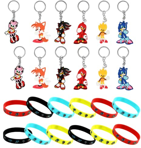 Anbobili Decorazioni per Feste di Compleanno, Bomboniere per Feste di Compleanno, Giocattolo 12 Braccialetti in Silicone 12 Portachiavi per Bomboniere Compleanno Bambini e Bambine