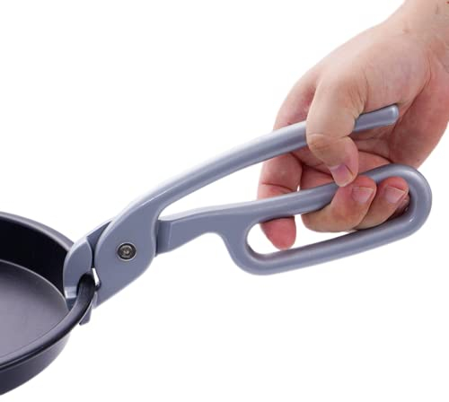 Pinza para sartén de pizza, pinzas resistentes de aluminio fundido de 20 cm, agarrador de platos profundos para asar, soporte de sartén de hierro fundido para acampar y hornear
